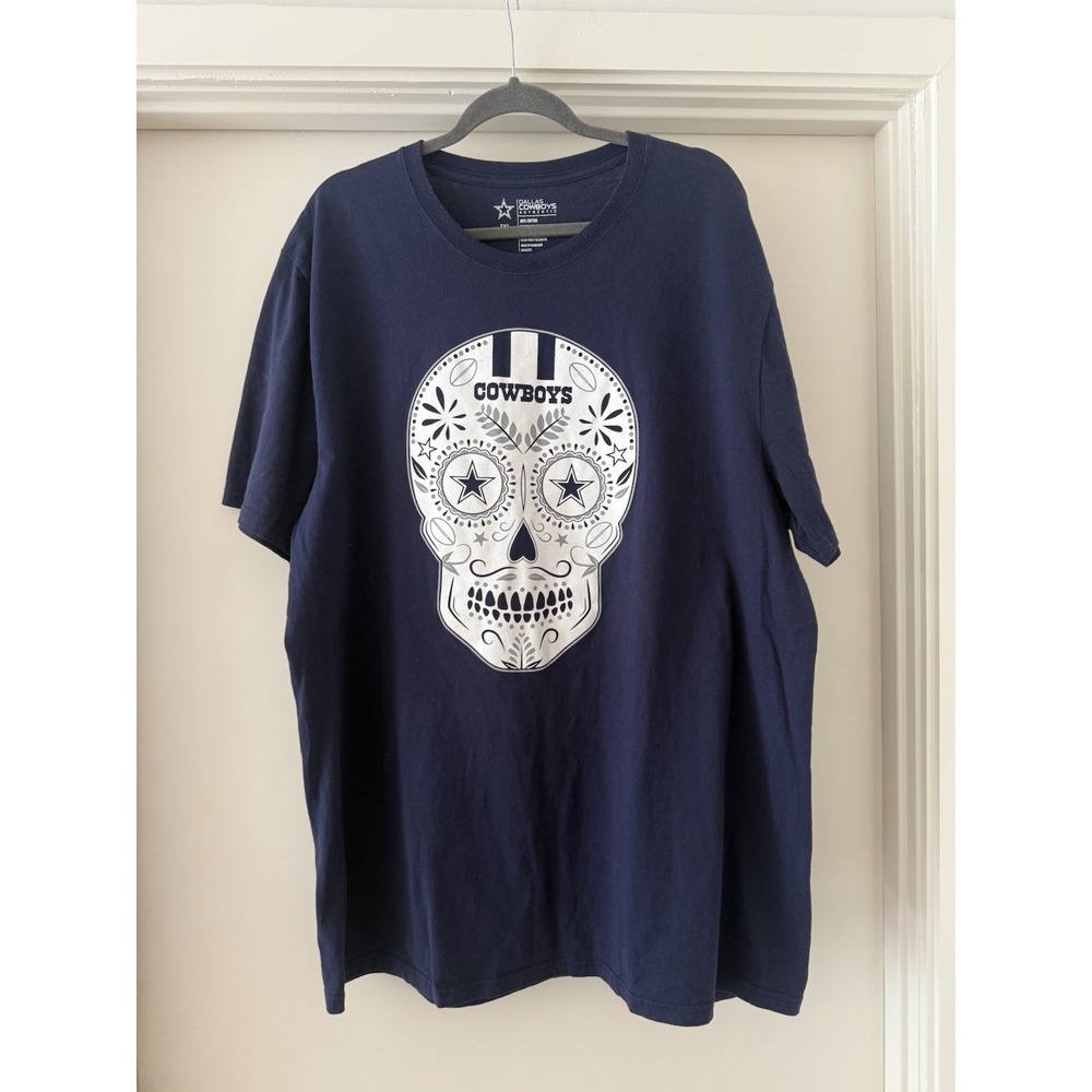 3XL Dallas Cowboys NFL Sugar Skull Day of‎ the Dead T Shirt Navy Blue Football